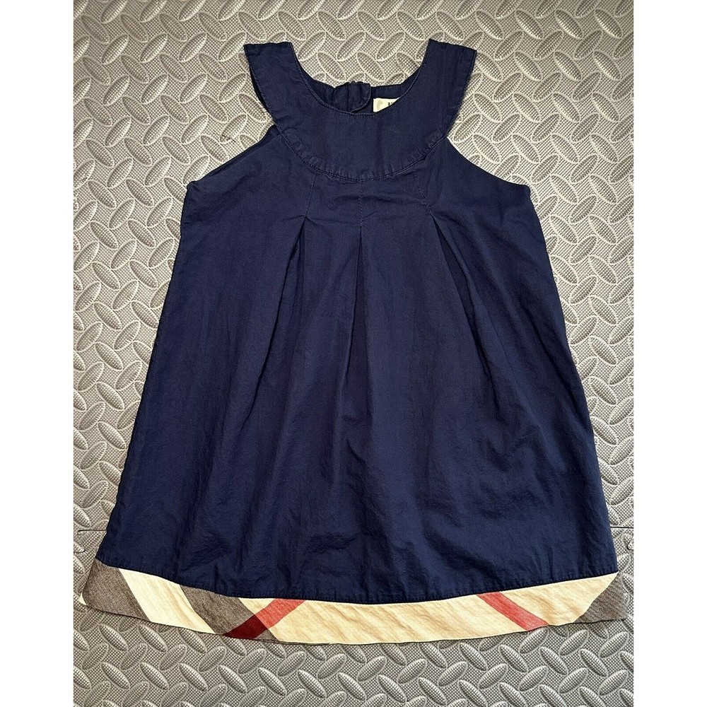 Burberry London Toddler Girl Sleeveless blue navy 100%Cotton A-line Dress XXL